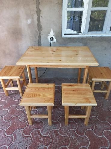 stol stul taxta: Для балкона, Новый, Прямоугольный стол, 4 стула — 1