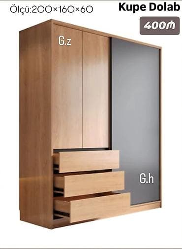 paltarla: Kupe Dolab – 400₼ Ölçü: 200×160×60 - Sürgülü qapılı kupe sistem - — 1
