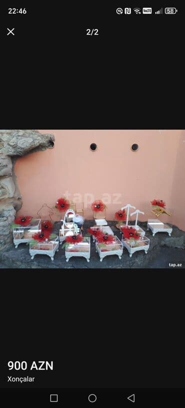 ağ çadır xaçmaz: 13 ədəd xonça 2 növ çiçekle birlikde Heç bir zedesi yoxdur Çatdırılma — 2