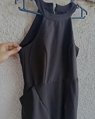 sade don: Qara midi gecə paltarı - Rəng: klassik qara - Model: halter tipli — 3