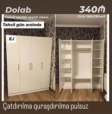 dolab termo: Dolab və dəhliz dolabı dəsti 1) Geniş paltar dolabı - Ölçü: 160 × 195 — 1