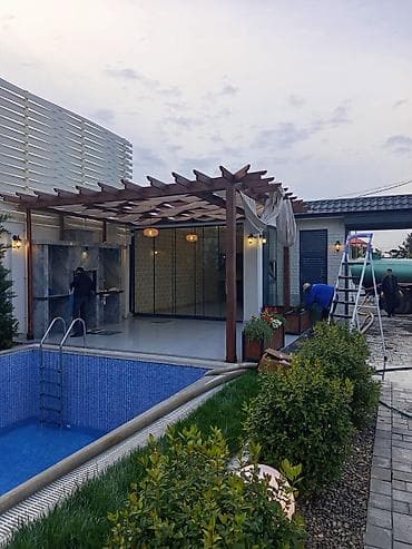 klassik mebeller: Açıq havada istirahət zonası üçün taxta pergola/lyustra altlığı - — 8