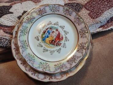 ikinci el qab qacaq: Boşqablar, rəng - Qızılı, Farfor, İtaliya — 2