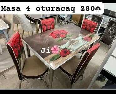 Masa və oturacaq dəstləri: Mətbəx üçün, Yeni, Açılan, 4 stul — 4