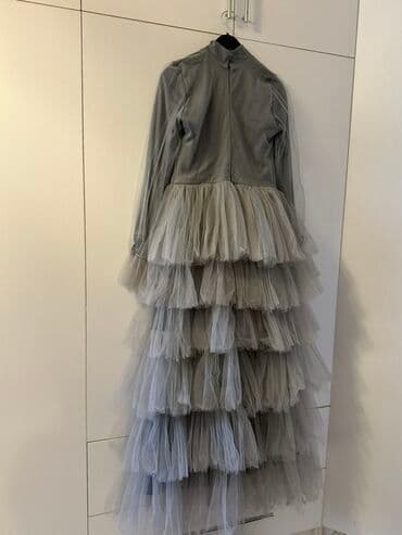 qabarıq ətəkli donlar: Boz rəngli tüllü maxi don S-M razmer 2defe geyinilib - Stil: romantik — 6