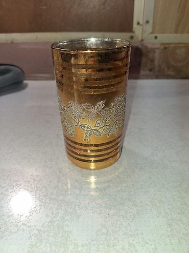 Qab-qacaq və mətbəx ləvazimatları: Stəkanlar, rəng - Qızılı, Şüşə, 6 ədədli dəst, Yaponiya — 1