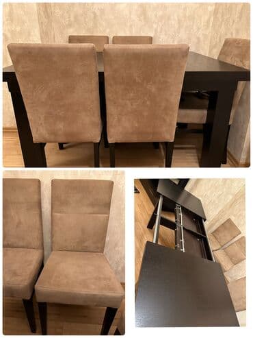 stol stul ikinci el: Qonaq otağı üçün, İşlənmiş, Açılan, Kvadrat masa, 6 stul — 1