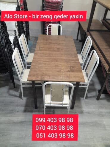 otracaqlar: Mətbəx üçün, Yeni, Açılmayan, Dördbucaq masa, 6 stul — 1