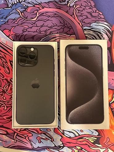 telfon 100: IPhone 15 Pro Max, Black Titanium, Face ID — 1