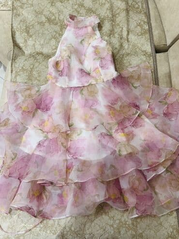 шифоновые юбки для девочек: Qiz ucun zərif şifon don - Rəng/naxış: Ağ fonda pastel çalarlı — 1