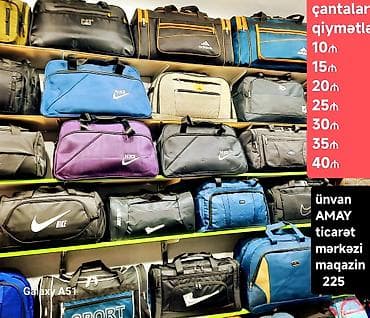 İdman və səyahət çantaları 10₼ başlayan qiymətlərlə ünvan AMAY ticarət