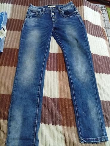 Toy paltarları və aksesuarları: Qadın üçün dar kəsimli cins şalvar - Rəng: klassik mavi, yuyulma — 1