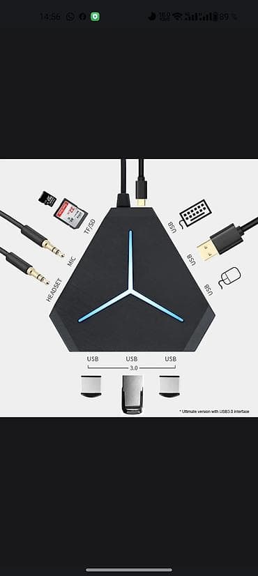 USB 3.0 çoxfunksiyalı HUB və kart oxuyucu • Üçbucaqlı dizaynlı kompakt