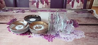 Çay dəsti, rəng - Qızılı, Şüşə — 1