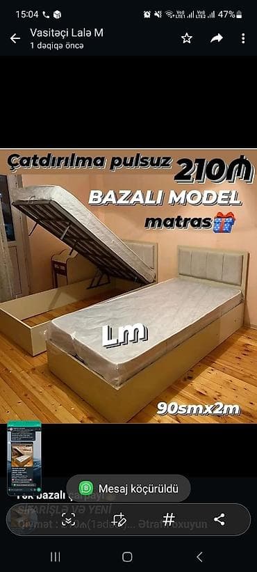 tek kravat: *Tək bazalı çarpayı*👑 _*SİFARİŞLƏ VƏ YENİ*_ *Qiymət : 210₼*(1ədədi) — 1