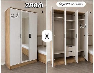 borular: Üç qapılı paltar dolabı – G_1 modeli - Qiymət: 280₼ (şəkildə — 1