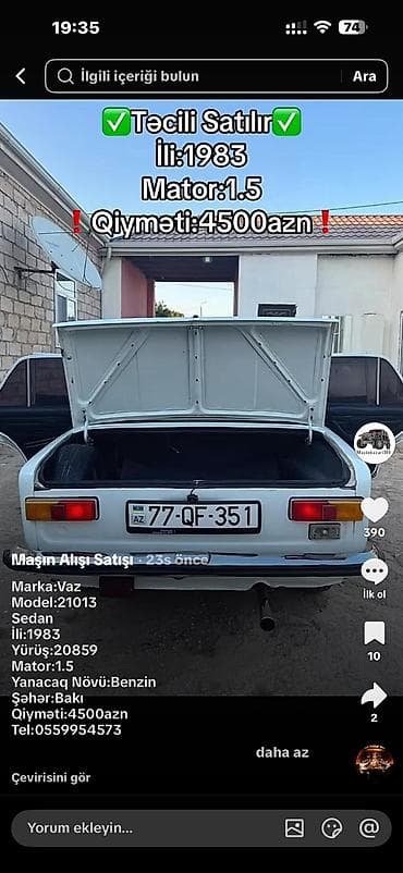 masin buferleri: VAZ (LADA) 2103 : 1.5 l | 1983 il 20859 km Sedan — 1
