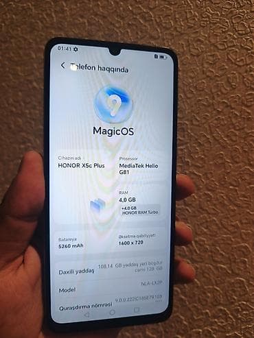 fly phone: Honor X5b Plus, 128 GB, rəng - Gümüşü, Sensor — 3