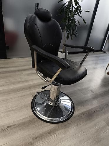 işlənmiş bərbər kresloları: Peşəkar bərbər/kosmetoloji kreslo - Rəng: qara - Material: yumşaq — 2