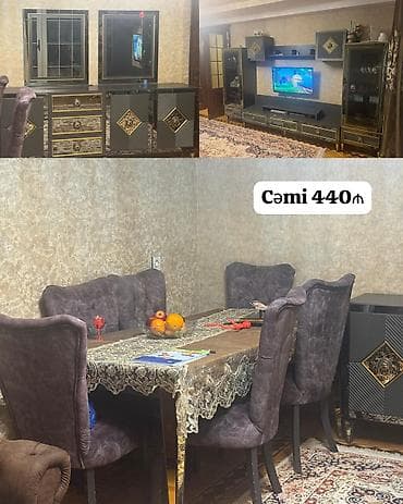 salon masa: İşlənmiş, TV altlığı, Komod, Masa və oturacaqlar — 1