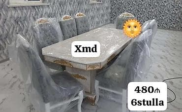 balkon ucun stol stullar: Qonaq otağı üçün, Yeni, Dördbucaq masa, 6 stul — 1