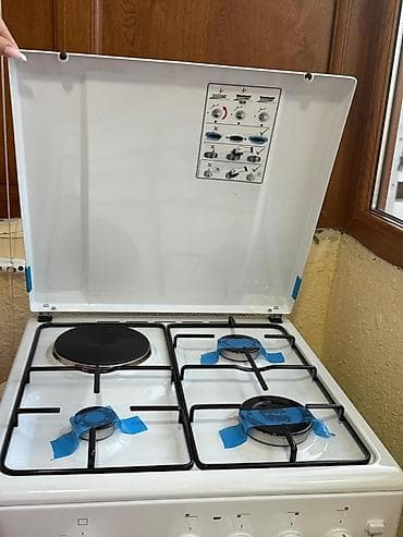 mikrodalgali soba: Qaz + elektrik sobası olan 4 gözlü plitə - Üst hissə: 3 qaz ocağı + 1 — 2