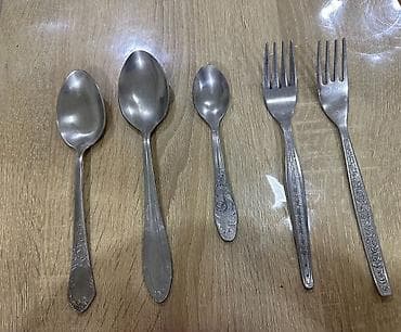 güm: Sovetin qedim Mətbəx dəsti – 5nov metal qaşıq və çəngəl sovetin — 1