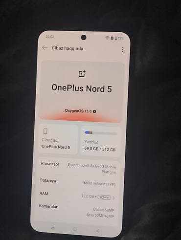 OnePlus Nord CE 5G, 512 GB, Barmaq izi — 2