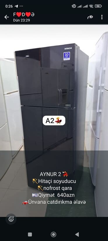 2 qapılı Hitachi Soyuducu Satılır, rəng - Qara