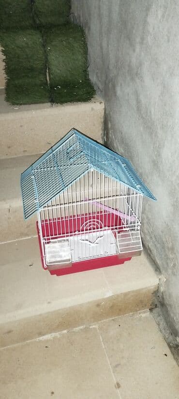 quş xana: Quş qəfəsi – ev formalı, damlı model - Material: metal barmaqlıqlar — 1