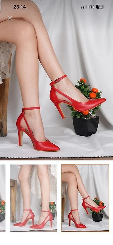 qırmızı ayaqqabı: Qadınlar üçün zərif qırmızı dikdaban ayaqqabı təzədir Ölçü 38 - — 2