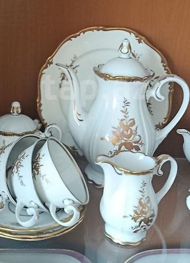 gemi tortu: Çay dəsti, rəng - Ağ, Farfor, Reichenbach, 6 nəfərlik, Almaniya — 1