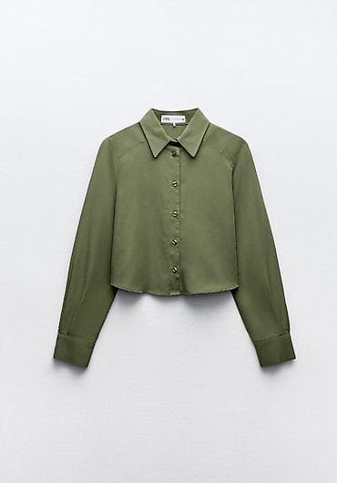 hicab paltar: Zərif atlas effektli qara bluz. - Dizayn: Yüksək yaxa və ön hissədə — 3