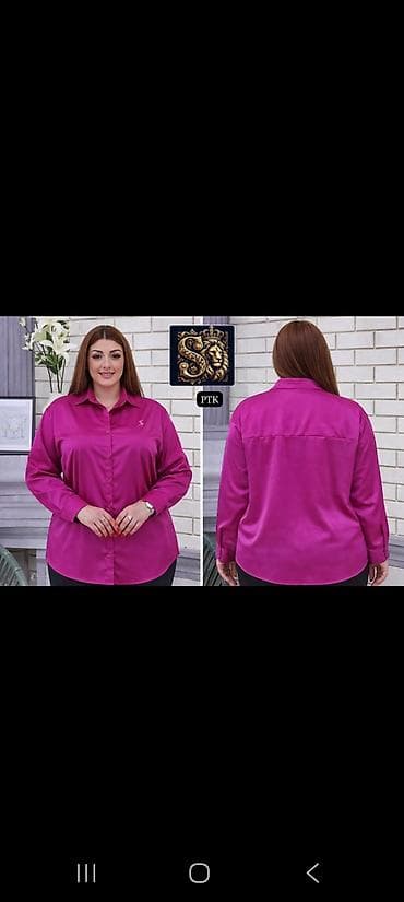 yeni geyim: Qadın üçün klassik düyməli köynək – Plus size - Kəsim: rahat, düz — 3