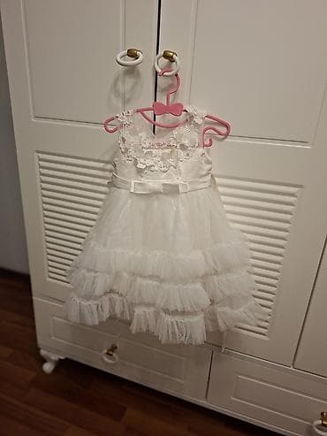 vecerni don: Ağ rəngli qız uşağı üçün ziyafət/şənlik donu - Rəng: qar bəyaz - Üst — 1