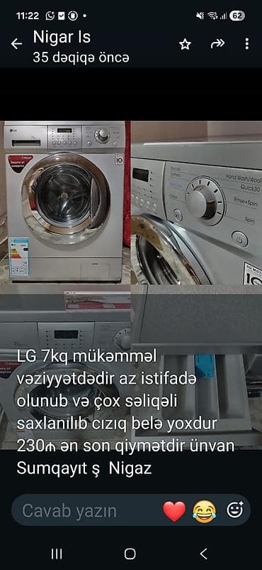 redmi note 2: LG paltaryuyan maşın – 7 kq - Ön yükləməli, elektron idarəetmə paneli — 1