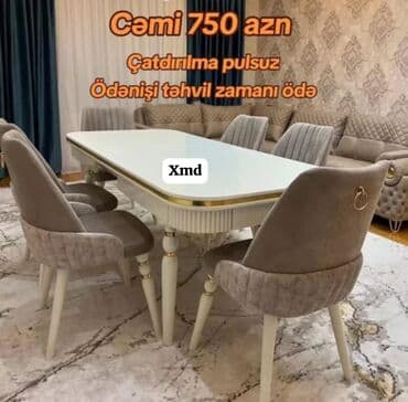 офисные стулья: Для гостиной, Новый, Раскладной, Прямоугольный стол, 6 стульев — 3