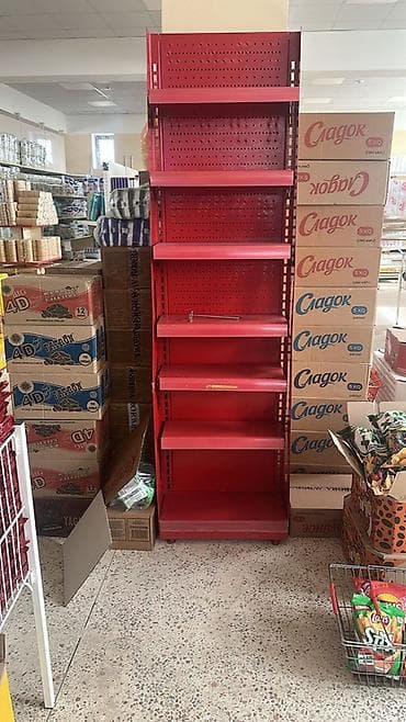 eynək vitrin: Qırmızı metal mağaza rəfi - Material: möhkəm toz boya ilə örtülmüş — 2
