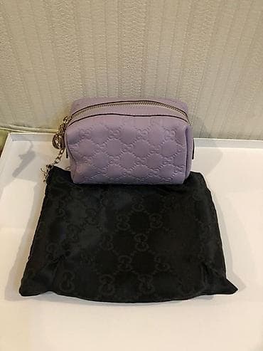 kosmetik canta: Gucci büzməli loqolu kosmetik çanta - Rəng: bənövşəyi/lilac - — 1