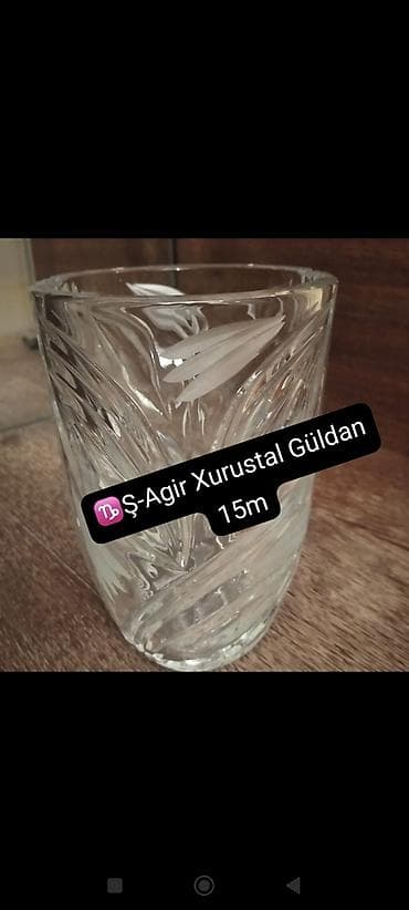 доллар гул: Məhsul: Şüşə və xurustal qablar dəsti - Ağır xurustal güldan – kəsim — 1