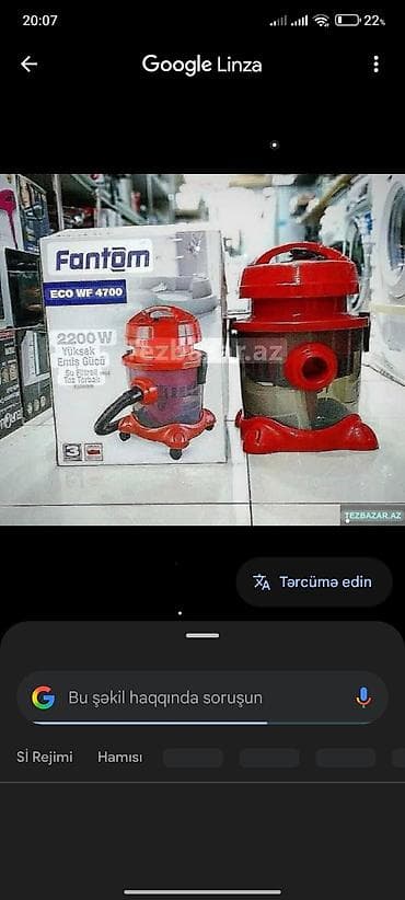 Fantom ECO WF 4700 tozsoran - Güc: 2200 W – yüksək əmə gücü ilə