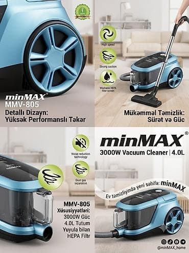pilesos: Tozsoran minMax MMV-805 3000w 4l yuyula bilən hepa filtr Çatdırılma — 1