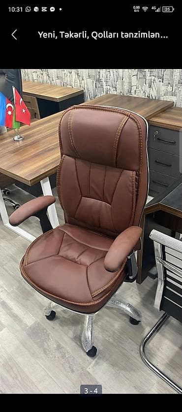 mebel satilir: Yeni, Təkərli, Qolları tənzimlənir, Dəri — 8