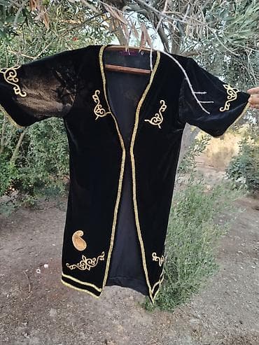 usta geyimi: Qara məxməri milli üslubda üst geyimi (qoltuqaçıq kaftan/kaban) - — 1