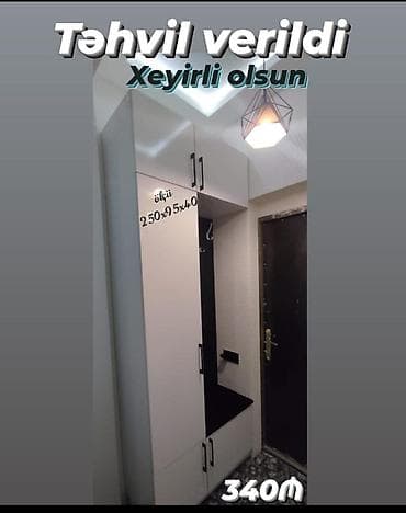 şefoner: Daxili dəhliz üçün funksional dolab sistemi Ölçü: 250×95×40 sm — 1