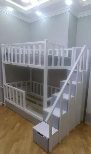 star mebel: Для девочки и мальчика, Кровать, Без матраса, С выдвижными ящиками, Дерево — 1