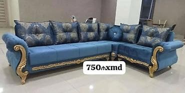 Məhsul: Künc divan dəsti - Rəng: Göy - Üslub: Klassik-baroque