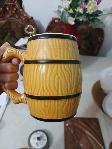 dekor şarlar: Fincanlar, rəng - Sarı, Keramika, 1 əd — 1