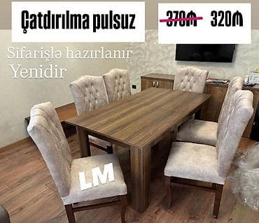 kohnə stul: Masa dəsti – masa + 6 stul Qonaq otağı və mətbəx üçün uyğun olan — 1