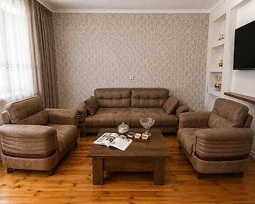 İşlənmiş, Divan, Jurnal masası, 2 kreslo, Açılan